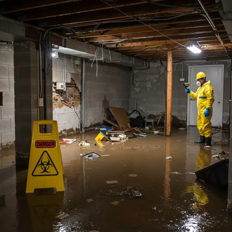 Flooded Basement Electrical Hazard in Otterbein, IN Property