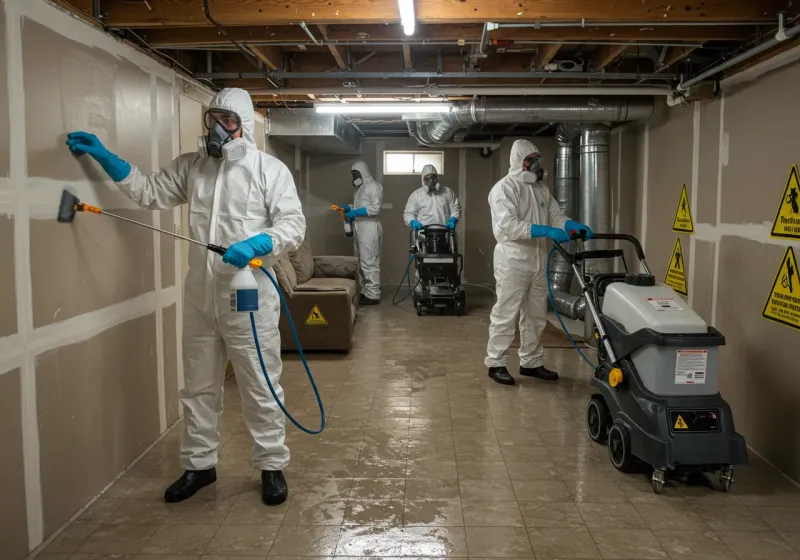 Basement Moisture Removal and Structural Drying process in Otterbein, IN